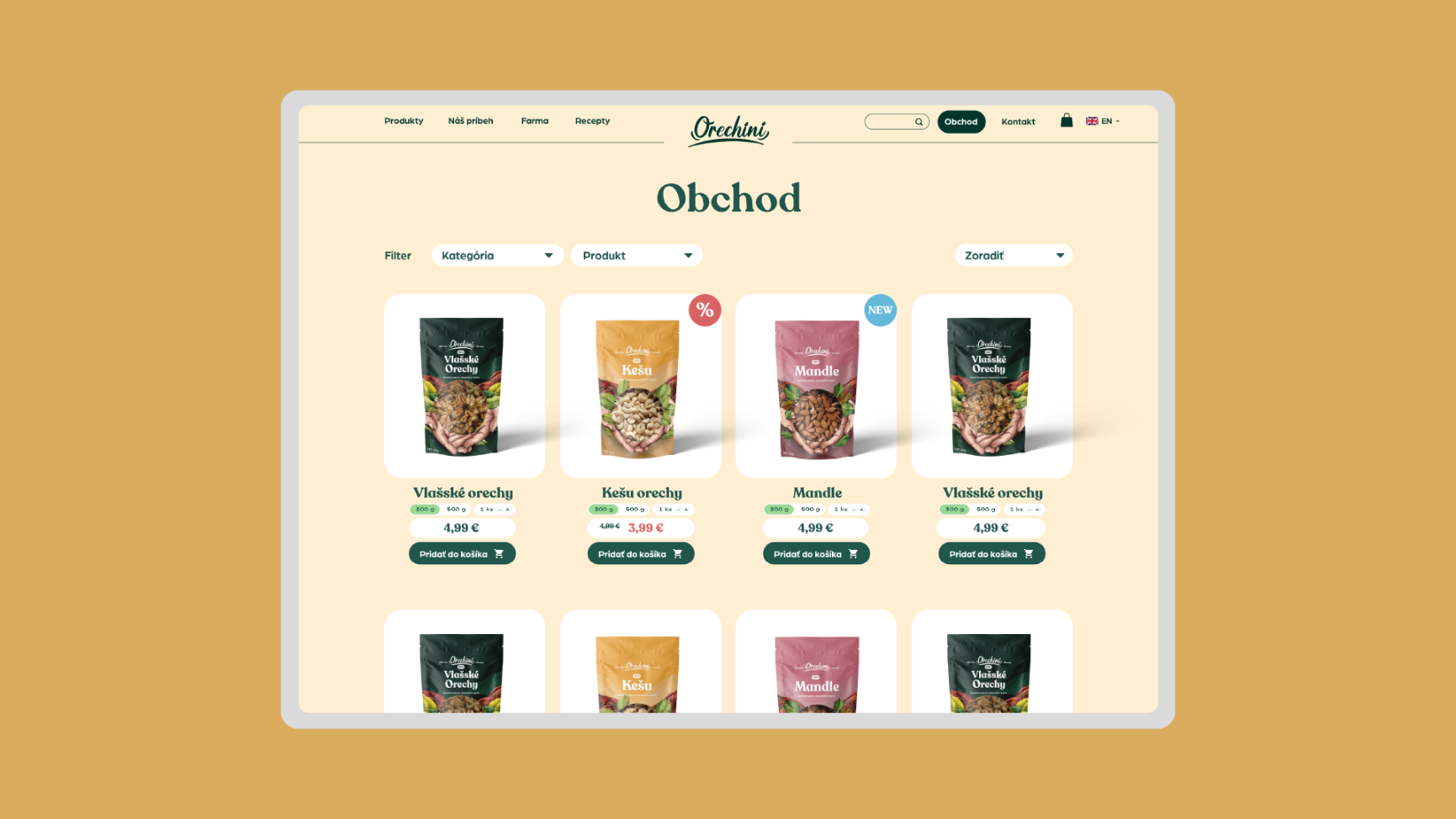 ORECHINI Website mockup 2